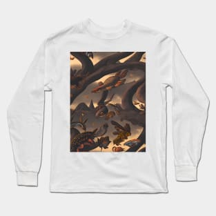 Metamorphosis Skies: A Surreal Landscape of Birds, Fish, and Reptiles in Transformation Long Sleeve T-Shirt